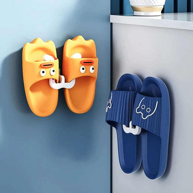 2Pcs Wall-Mounted Self-Adhesive Slipper Hooks