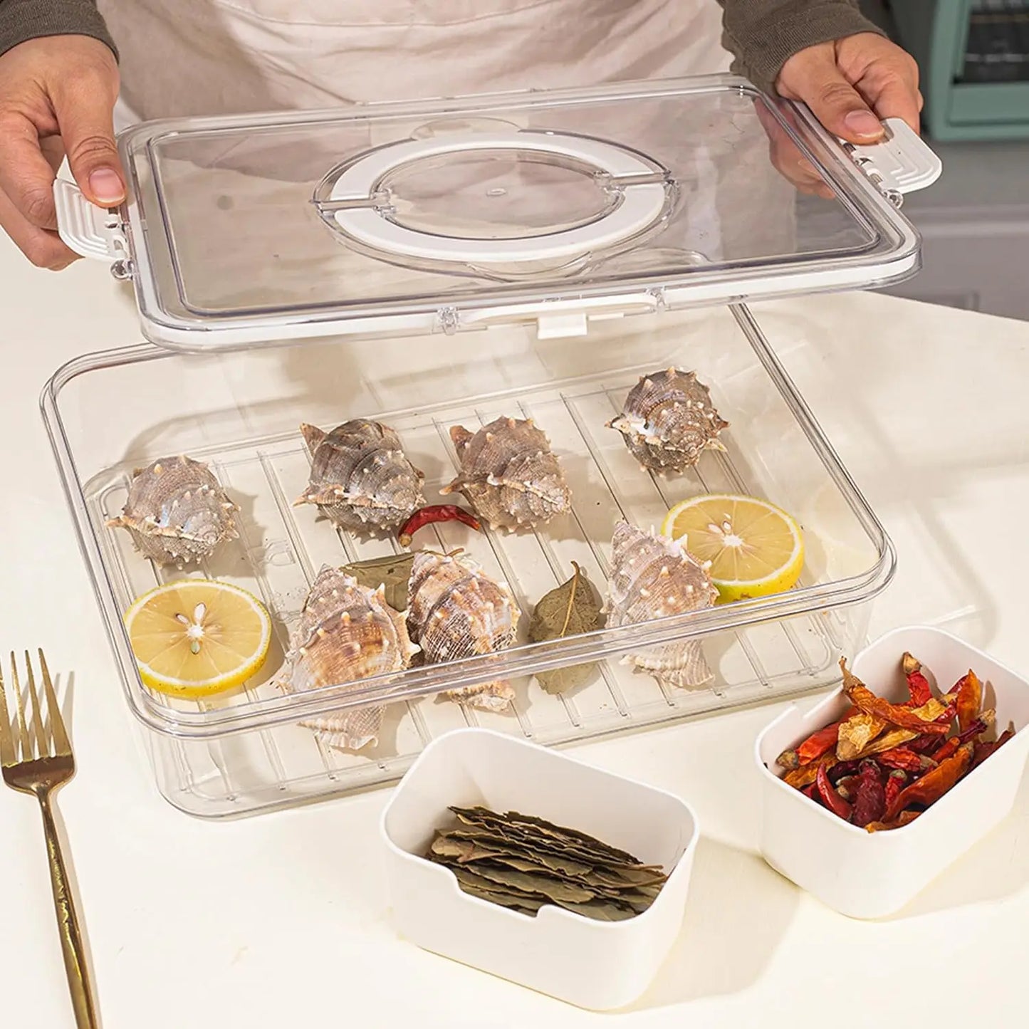 8-Compartment Snack Serving Tray with Handle