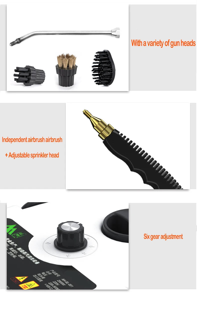 2500W Steam Cleaner for Kitchen, AC, Car & Home Cleaning