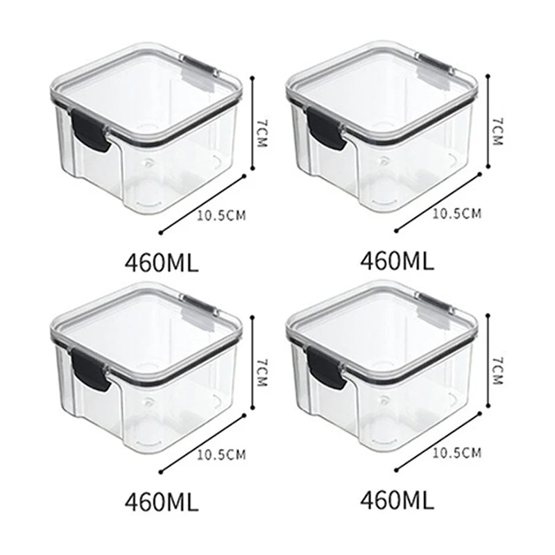 5Pcs Stackable Sealed Food Storage Jars, Transparent Plastic