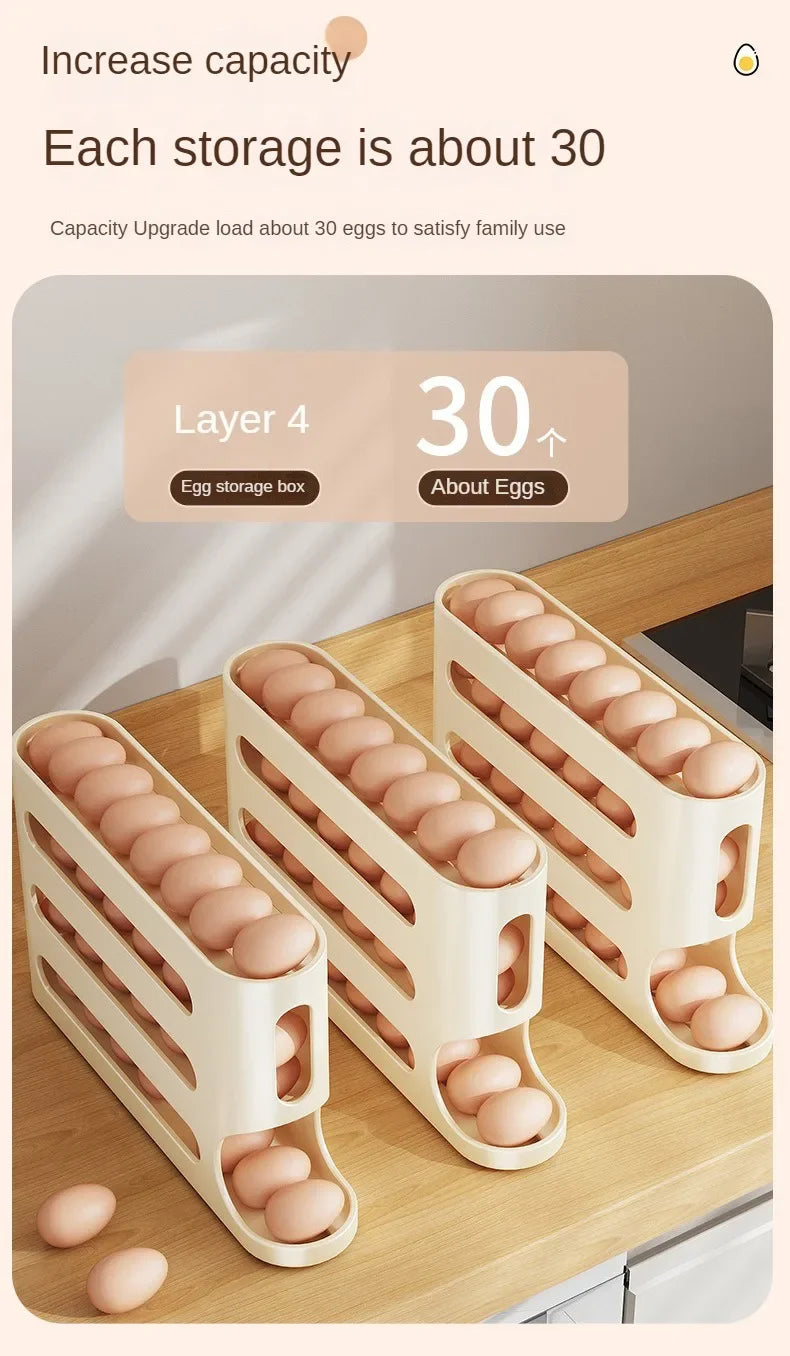 Rolling Egg Storage Box (2-4 Layers) – Large Capacity for Fridge Door