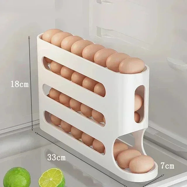 Rolling Egg Storage Box (2-4 Layers) – Large Capacity for Fridge Door