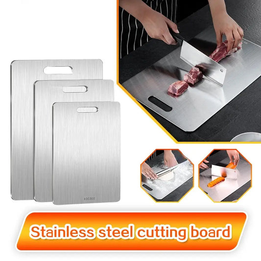 Antibacterial Stainless Steel Cutting Board for Kitchen & Dough Kneading