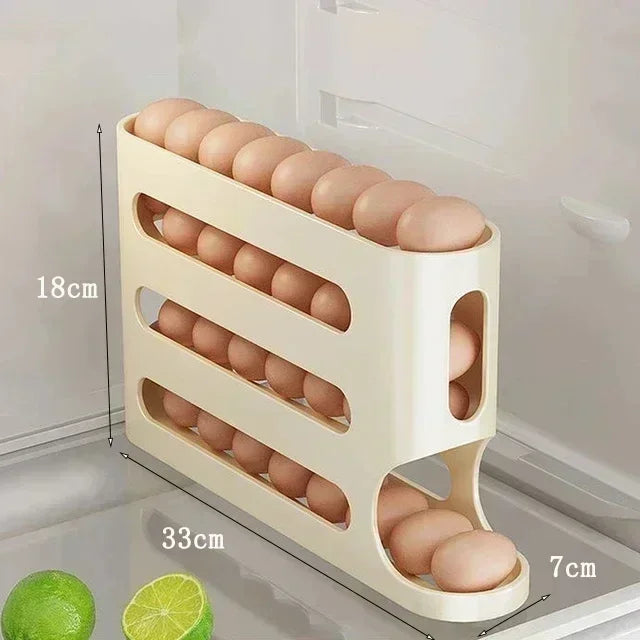 Rolling Egg Storage Box (2-4 Layers) – Large Capacity for Fridge Door