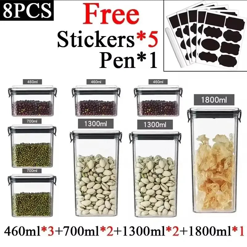 Stackable Plastic Food Storage Jars, Ranging from 460ml to 1800ml