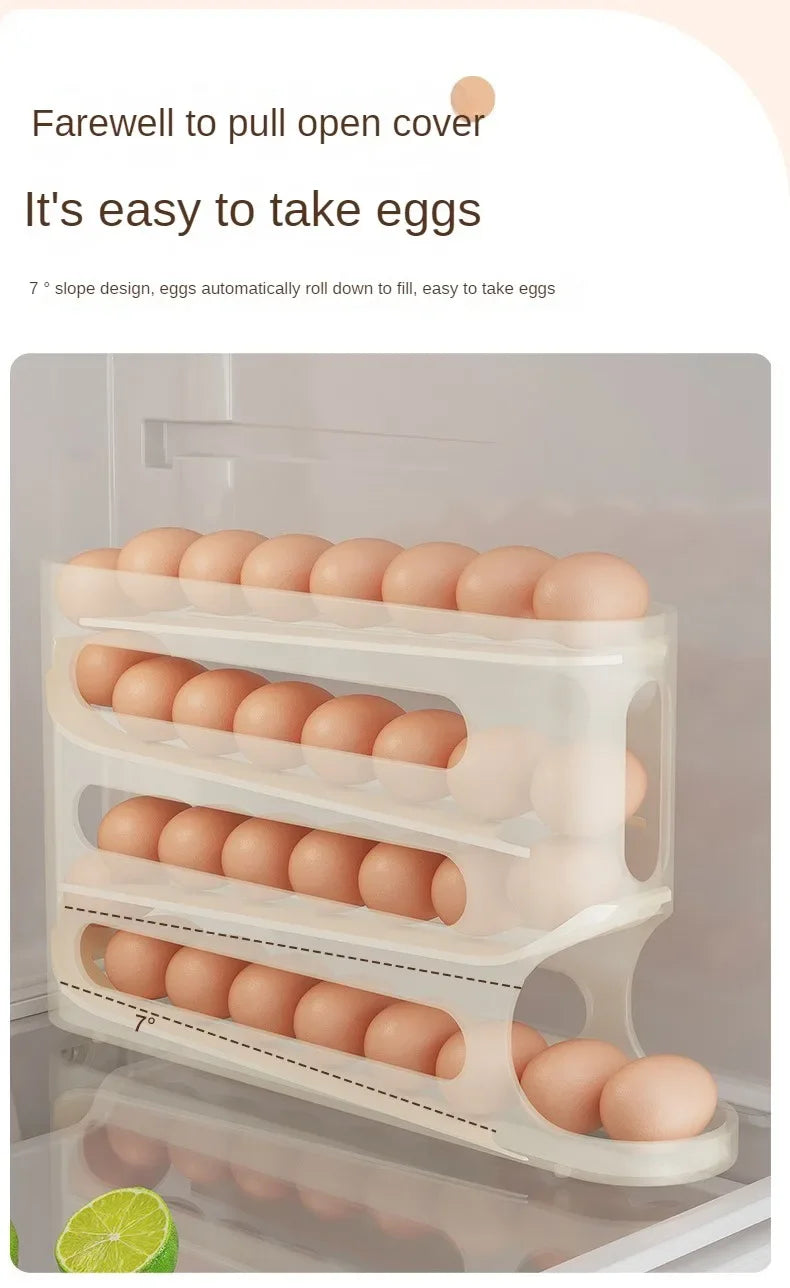 Rolling Egg Storage Box (2-4 Layers) – Large Capacity for Fridge Door