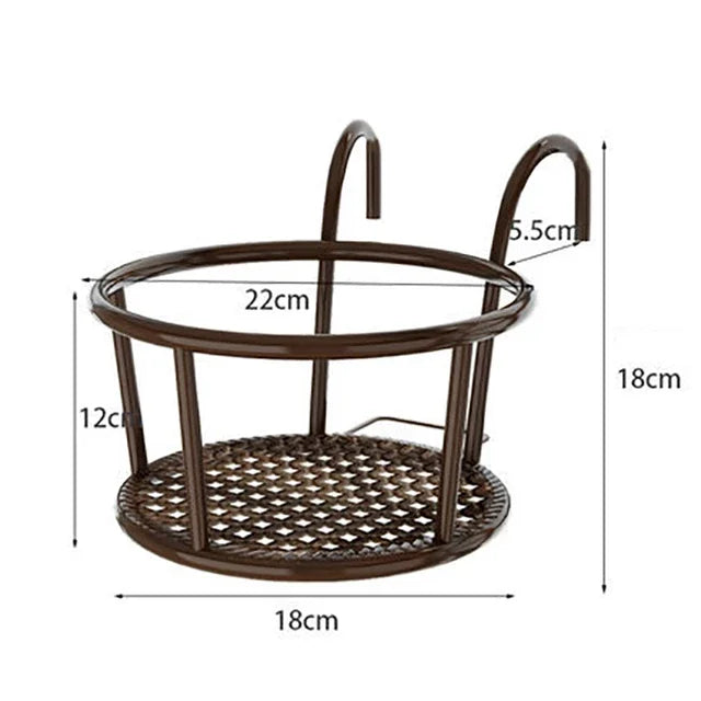 European Style Iron Balcony Hanging Plant Rack