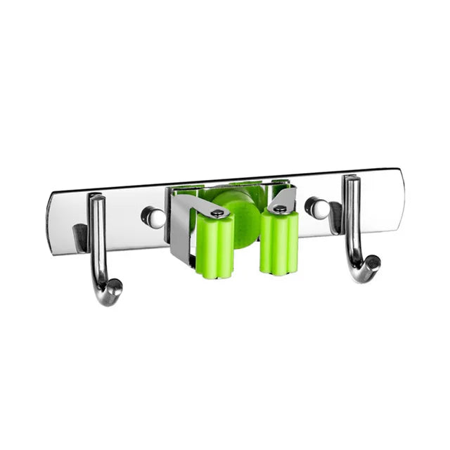 Stainless Steel Wall Mount Mop & Broom Organizer Hook