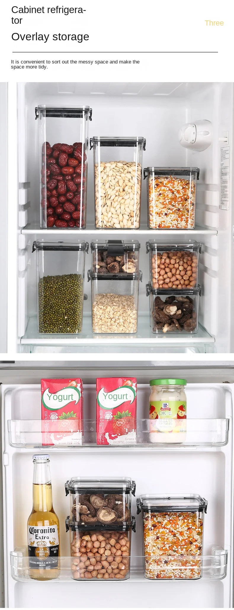 5Pcs Stackable Sealed Food Storage Jars, Transparent Plastic