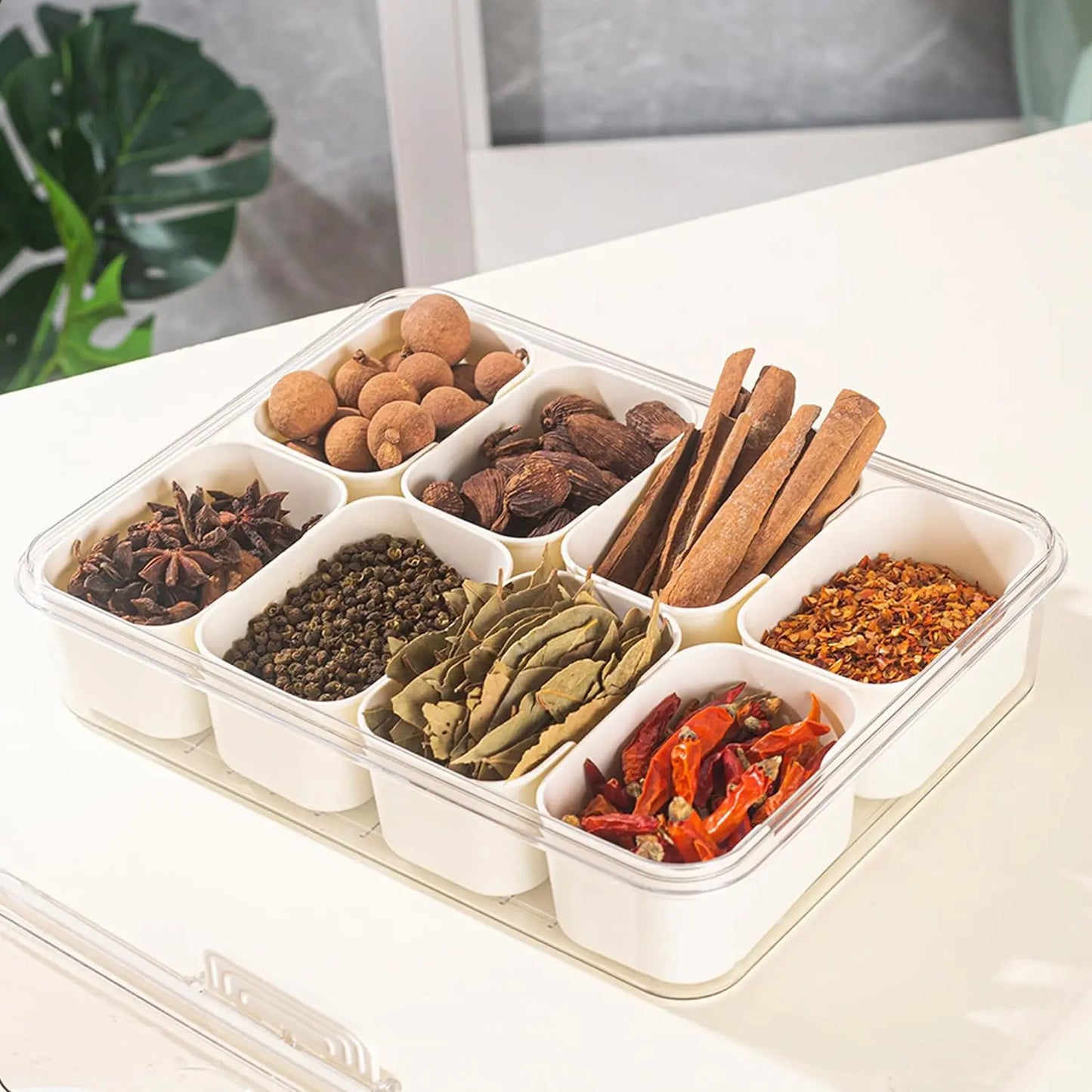 8-Compartment Snack Serving Tray with Handle