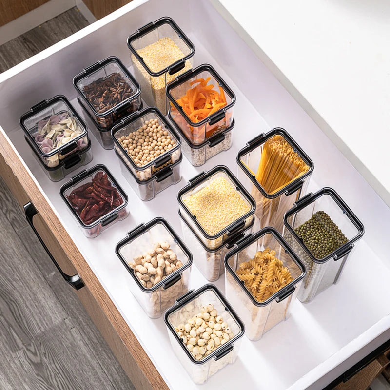 5Pcs Stackable Sealed Food Storage Jars, Transparent Plastic