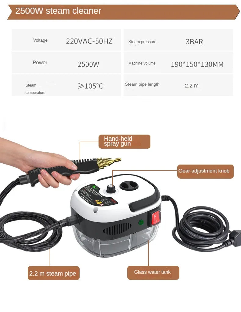 2500W Steam Cleaner for Kitchen, AC, Car & Home Cleaning