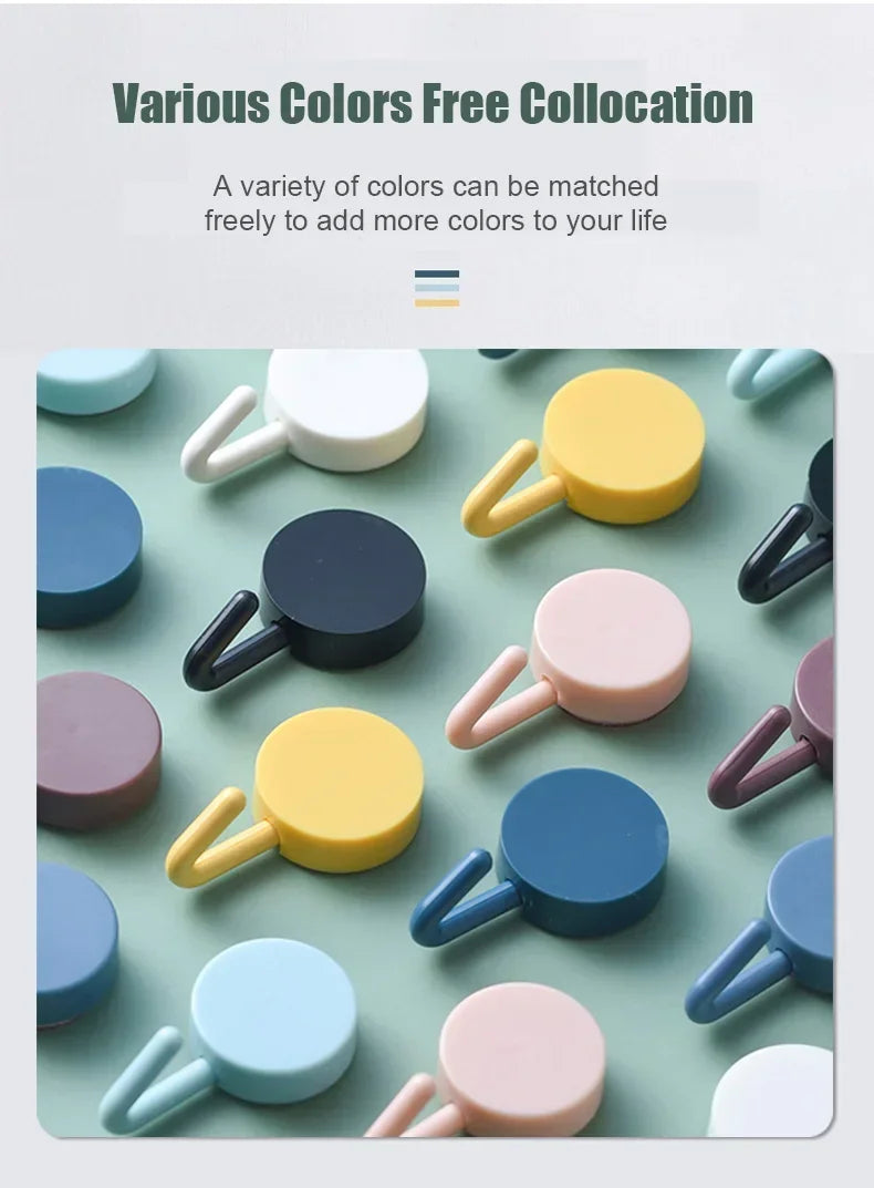 10PCS Self-Adhesive Wall Hooks for Coat, Bag, Towel, and Home Storage