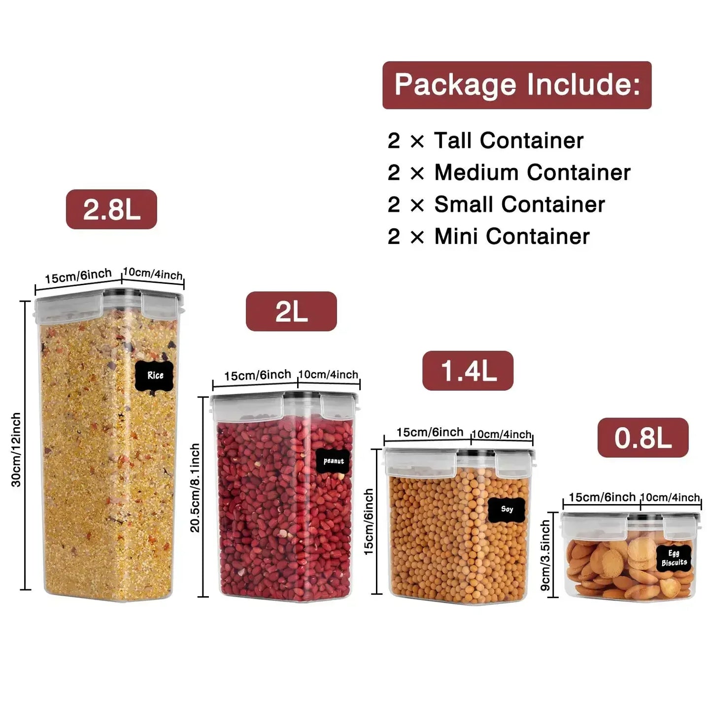 5-Piece Food Storage Container Set with Lids for Kitchen and Refrigerator