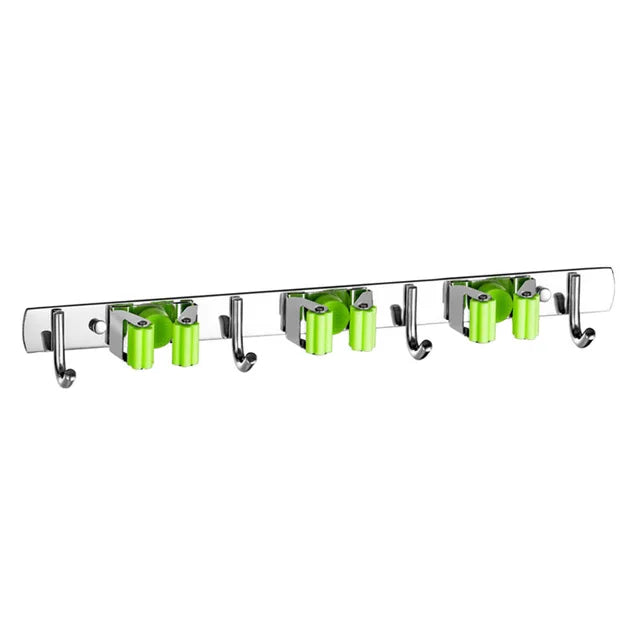 Stainless Steel Wall Mount Mop & Broom Organizer Hook