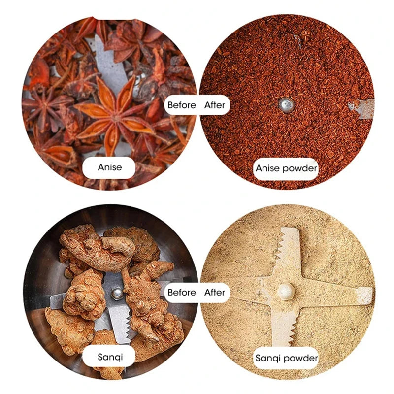 300ml Mini Electric Grinder for Coffee, Spices, and Baby Food with 4 Blades