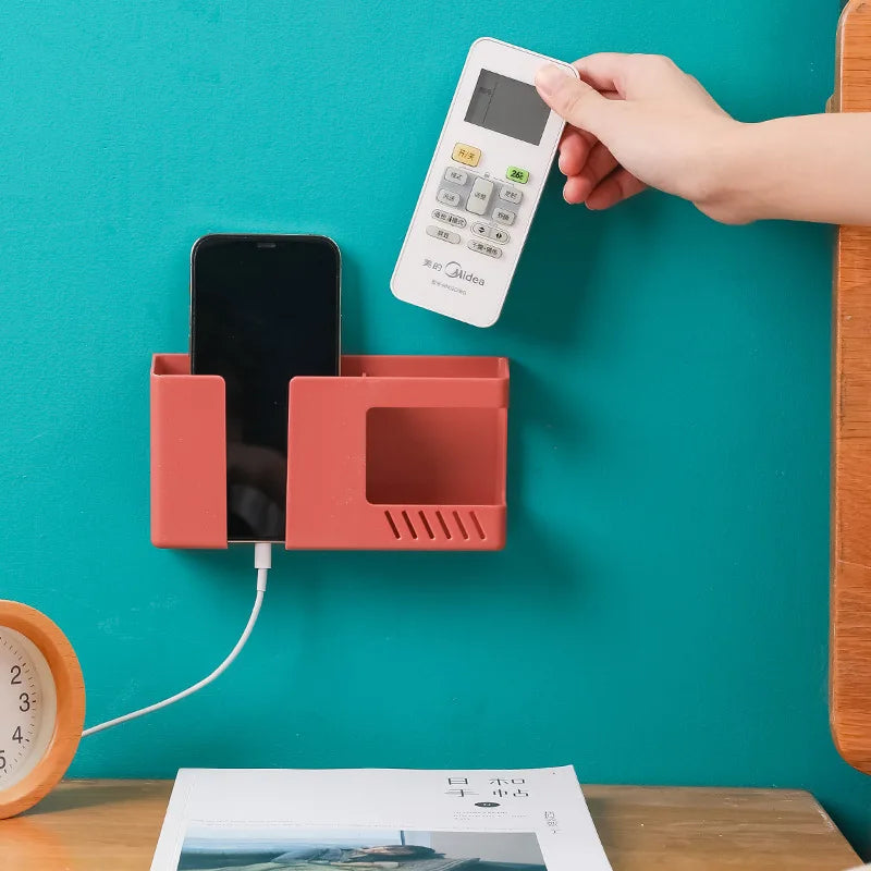 White Wall-Mounted Storage Box for Remote, Phone, and Essentials