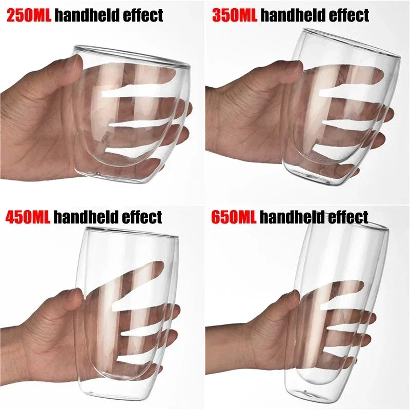1–6PCS 80–450ML Double Wall Heat-Resistant Glass and Cups