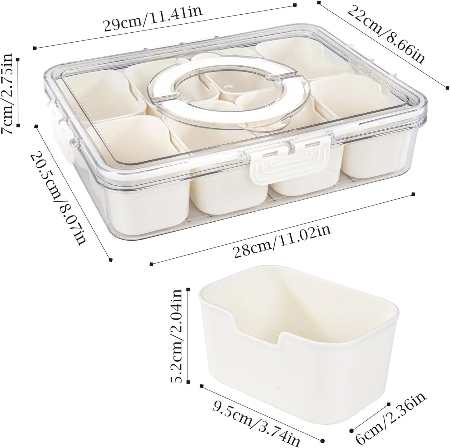 8-Compartment Snack Serving Tray with Handle