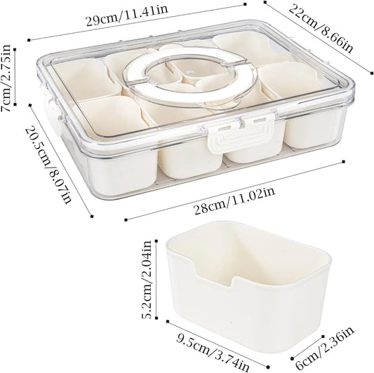 8-Compartment Snack Serving Tray with Handle