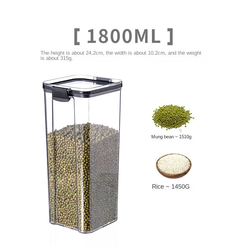 5Pcs Stackable Sealed Food Storage Jars, Transparent Plastic