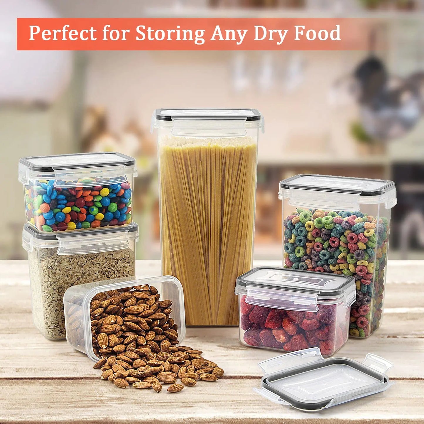 5-Piece Food Storage Container Set with Lids for Kitchen and Refrigerator