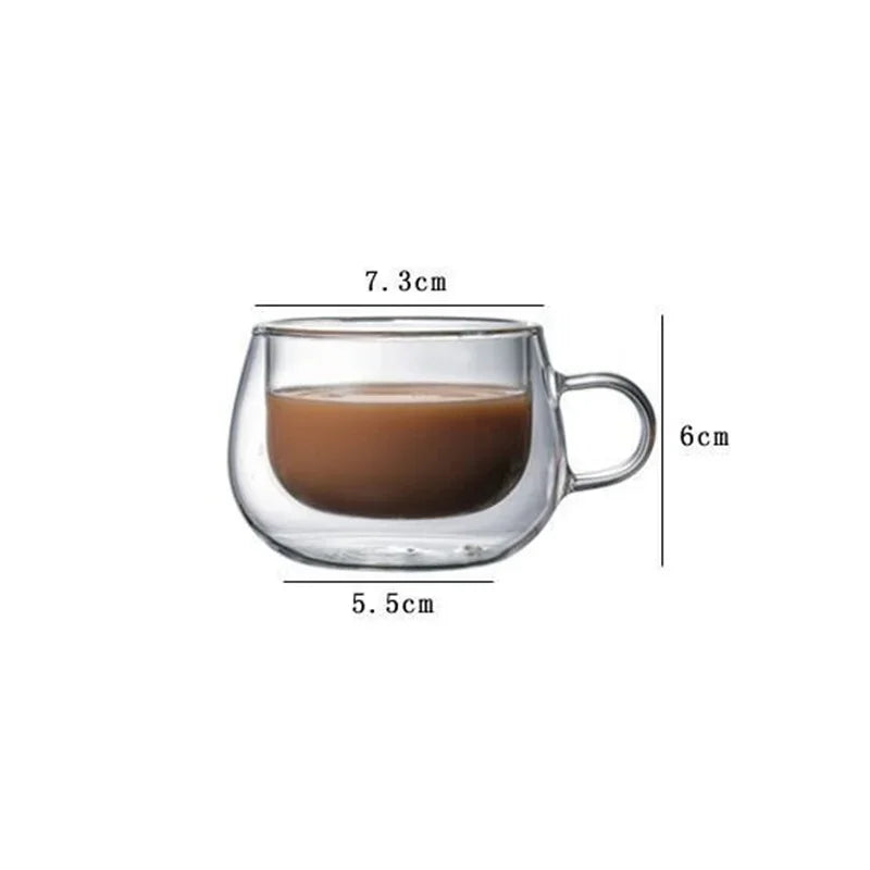 150–350ml Double Wall Heat Resistant Borosilicate Glass Mug