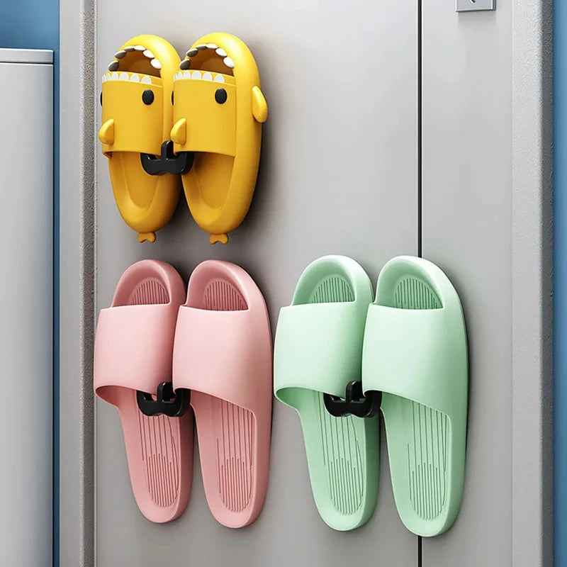 2Pcs Wall-Mounted Self-Adhesive Slipper Hooks