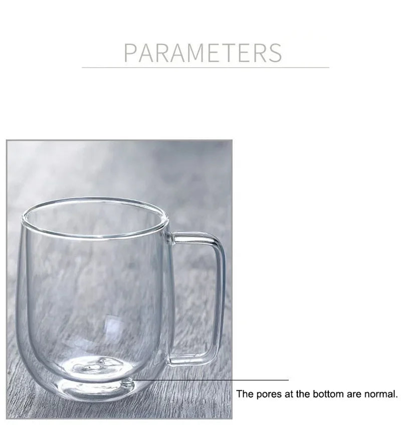 150–350ml Double Wall Heat Resistant Borosilicate Glass Mug