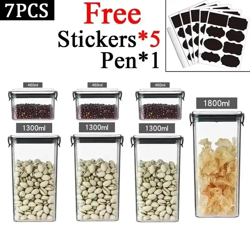 Stackable Plastic Food Storage Jars, Ranging from 460ml to 1800ml