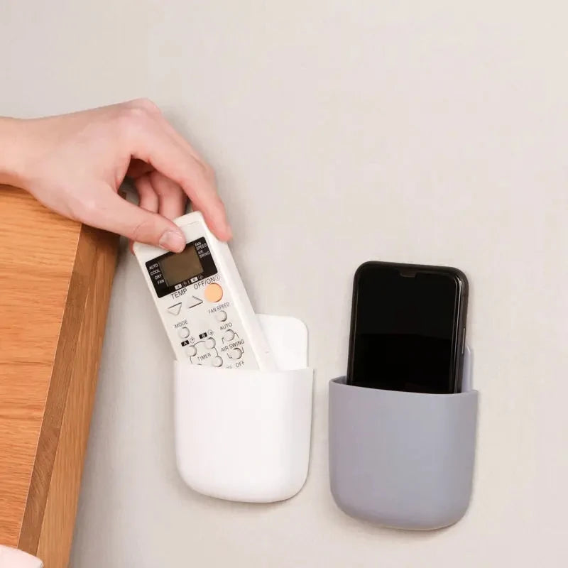 White Wall-Mounted Storage Box for Remote, Phone, and Essentials