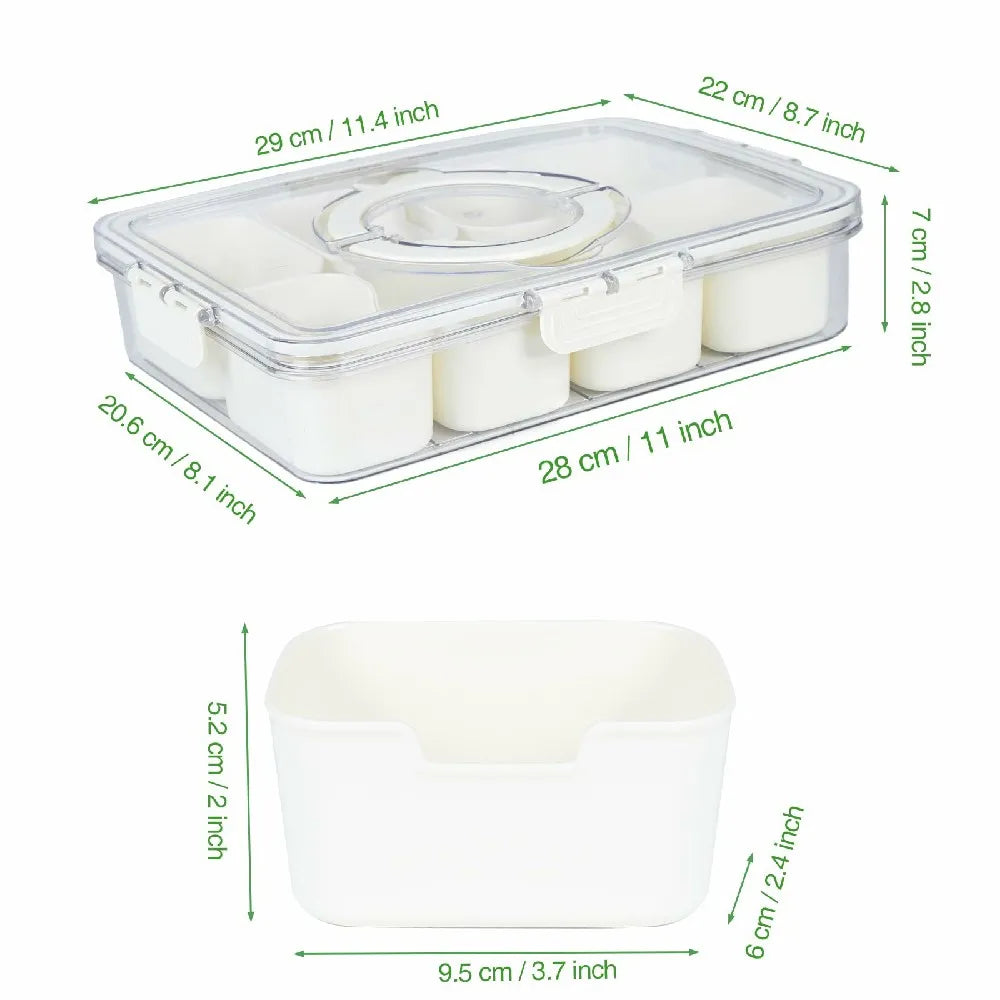 8-Compartment Snack Serving Tray with Handle