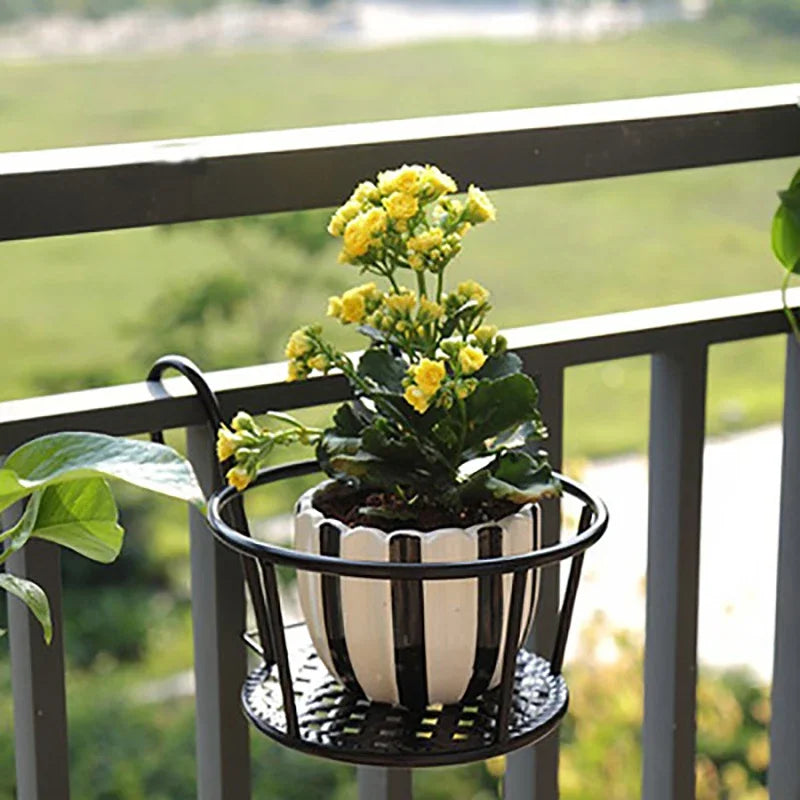 European Style Iron Balcony Hanging Plant Rack