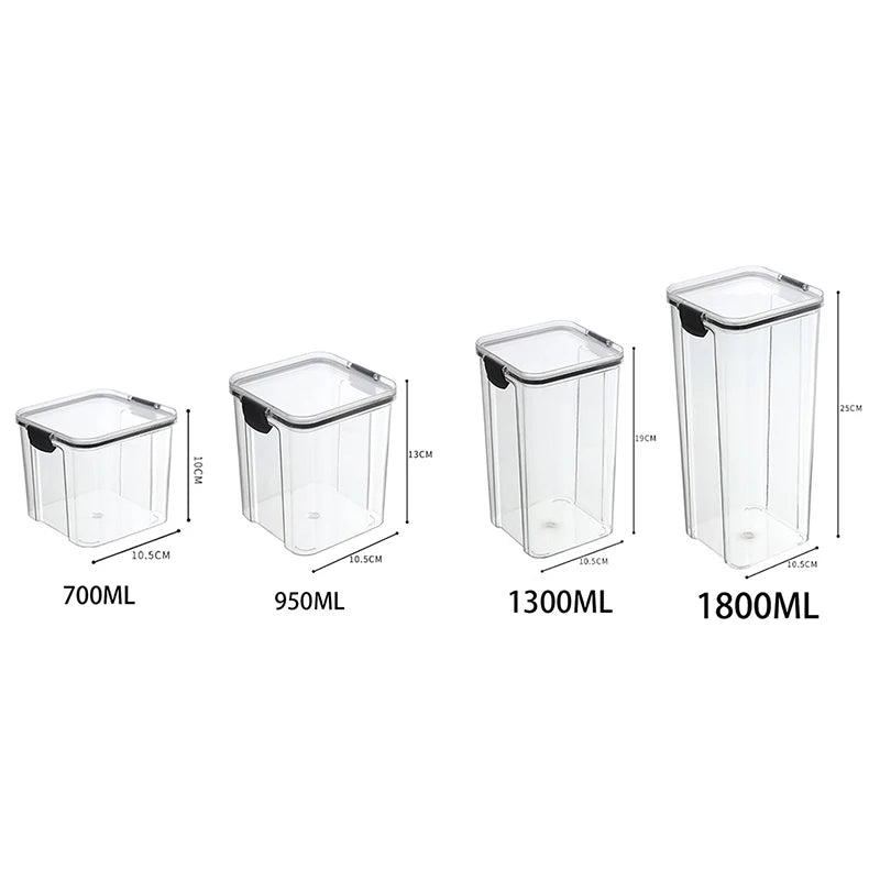 5Pcs Stackable Sealed Food Storage Jars, Transparent Plastic