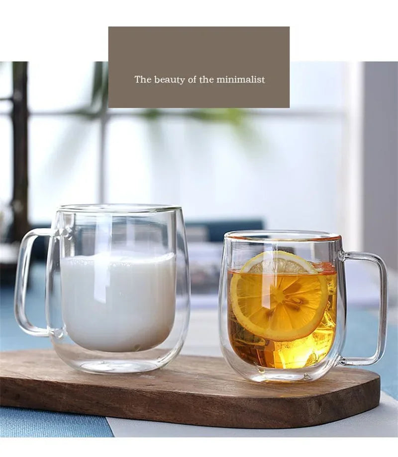 150–350ml Double Wall Heat Resistant Borosilicate Glass Mug