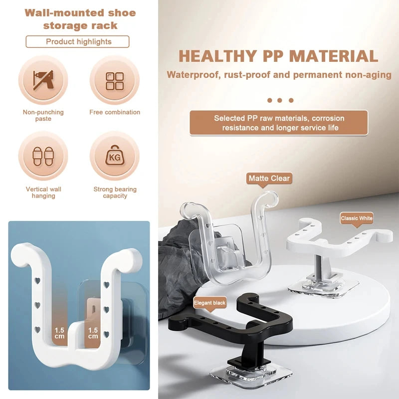 2Pcs Wall-Mounted Self-Adhesive Slipper Hooks