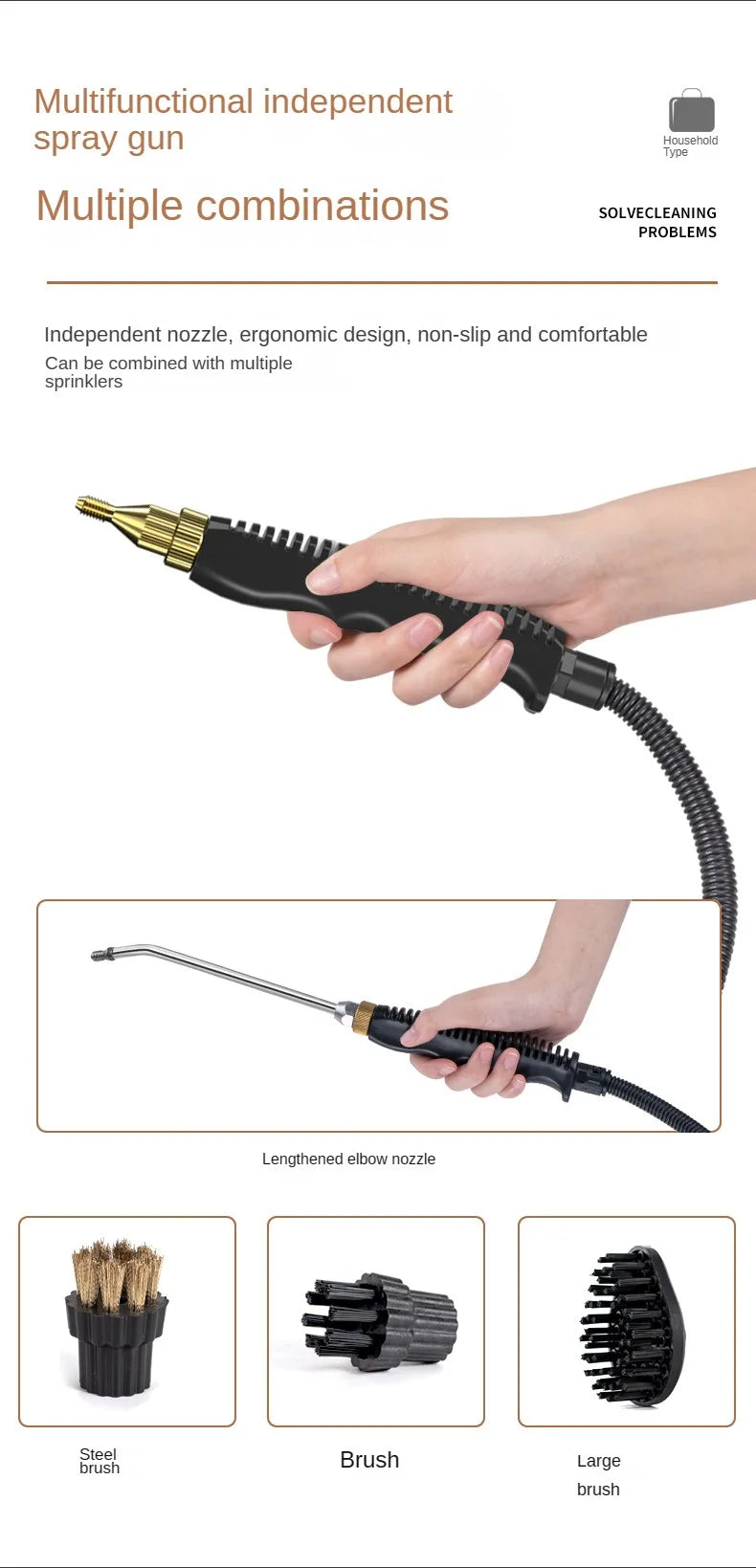 2500W Steam Cleaner for Kitchen, AC, Car & Home Cleaning