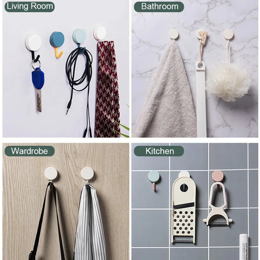 10PCS Self-Adhesive Wall Hooks for Coat, Bag, Towel, and Home Storage
