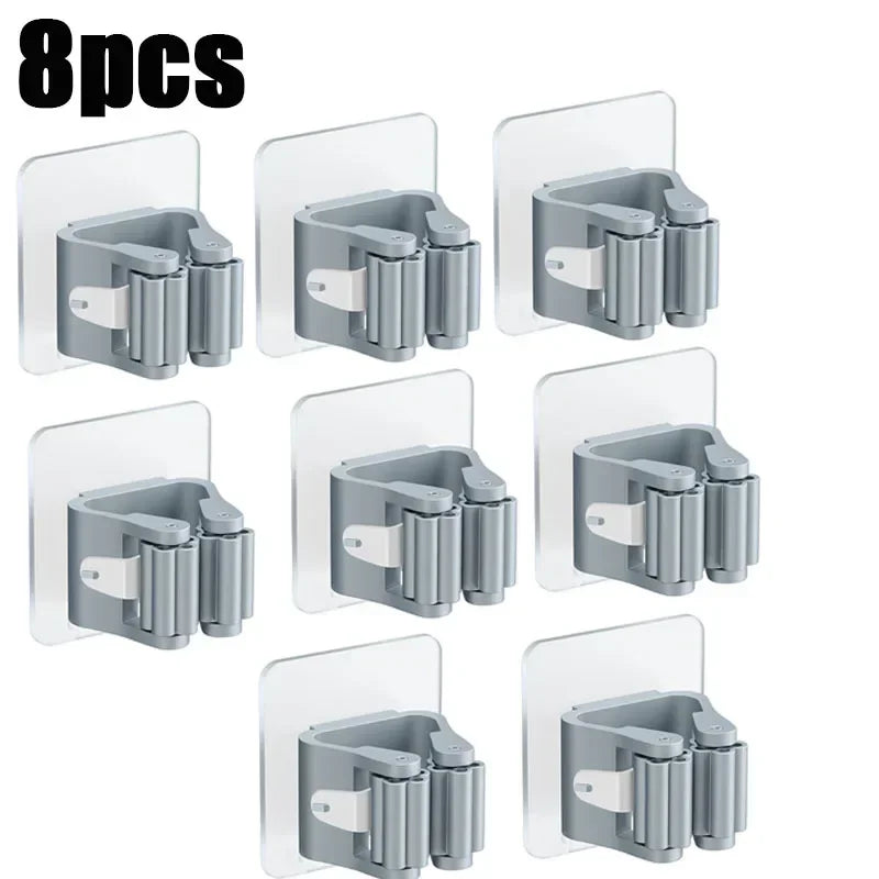 Self-Adhesive Wall-Mounted Mop Holder & Broom Stand Organizer