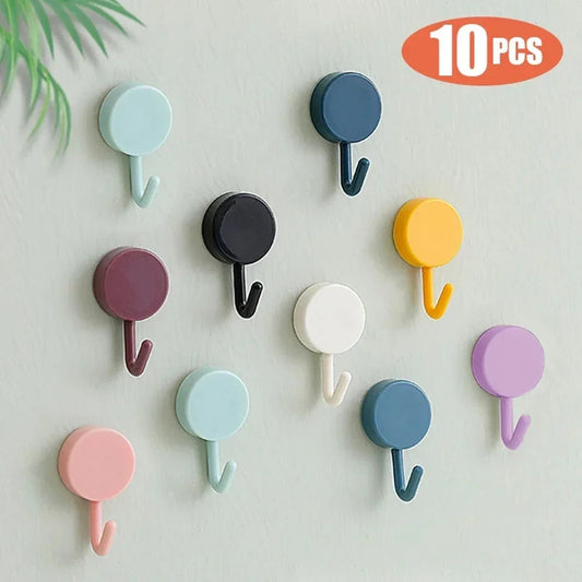 10PCS Self-Adhesive Wall Hooks for Coat, Bag, Towel, and Home Storage
