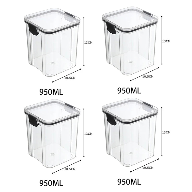 5Pcs Stackable Sealed Food Storage Jars, Transparent Plastic