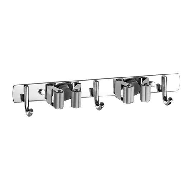Stainless Steel Wall Mount Mop & Broom Organizer Hook