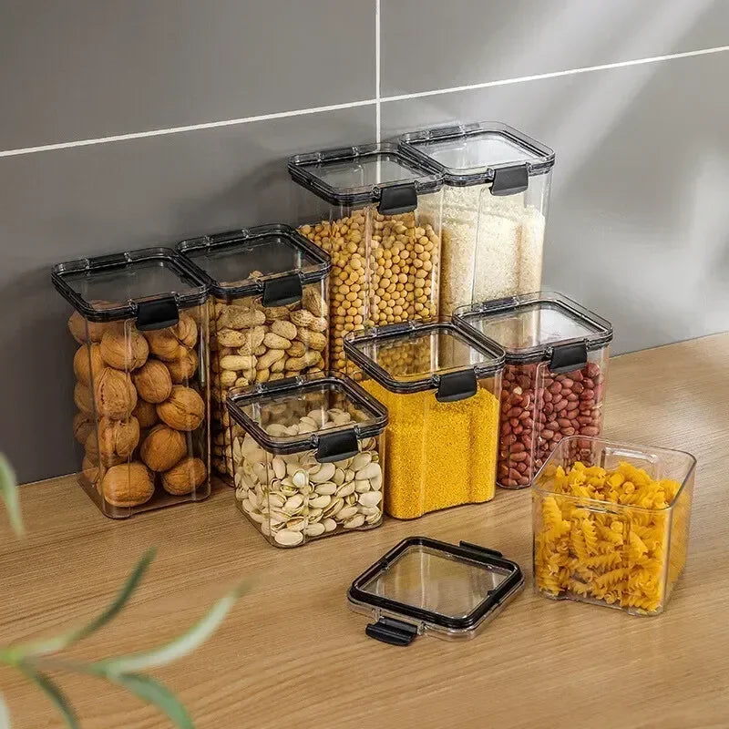 Stackable Plastic Food Storage Jars, Ranging from 460ml to 1800ml