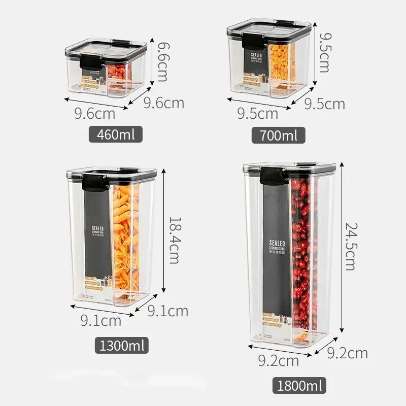 Stackable Plastic Food Storage Jars, Ranging from 460ml to 1800ml