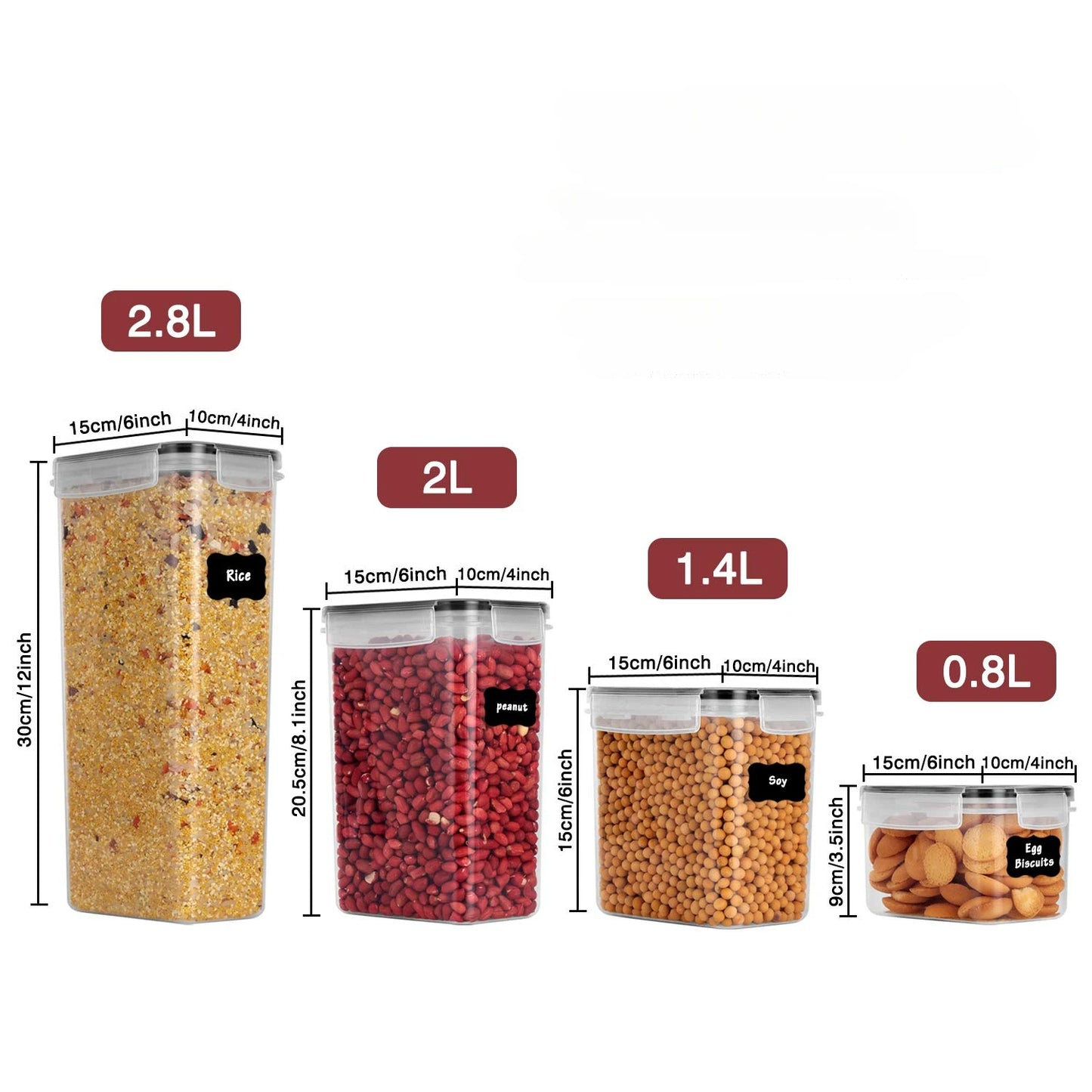 5-Piece Food Storage Container Set with Lids for Kitchen and Refrigerator