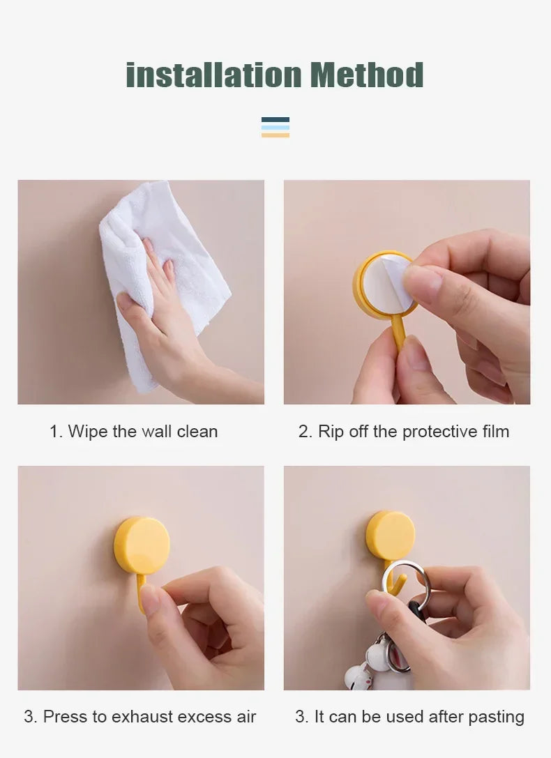 10PCS Self-Adhesive Wall Hooks for Coat, Bag, Towel, and Home Storage