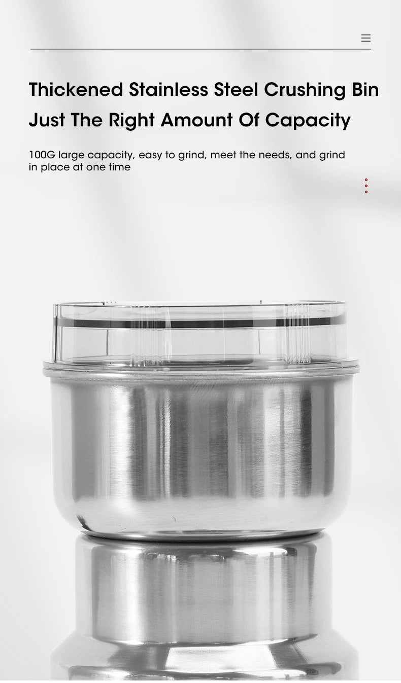 300ml Mini Electric Grinder for Coffee, Spices, and Baby Food with 4 Blades