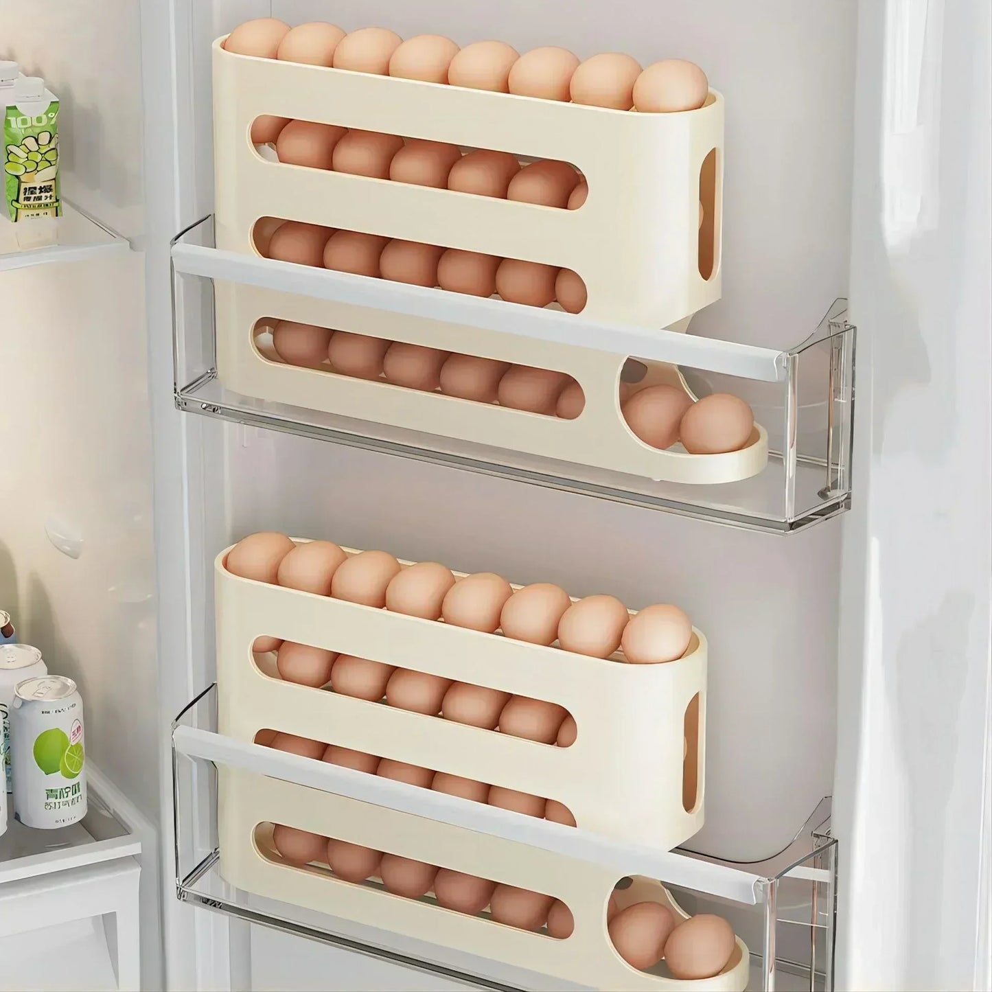 Rolling Egg Storage Box (2-4 Layers) – Large Capacity for Fridge Door