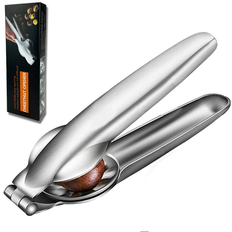 Chestnut & Walnut Stainless Steel Shell Opener Nut Cracker Kitchen Tool
