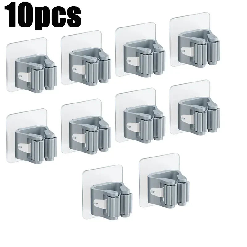 Self-Adhesive Wall-Mounted Mop Holder & Broom Stand Organizer